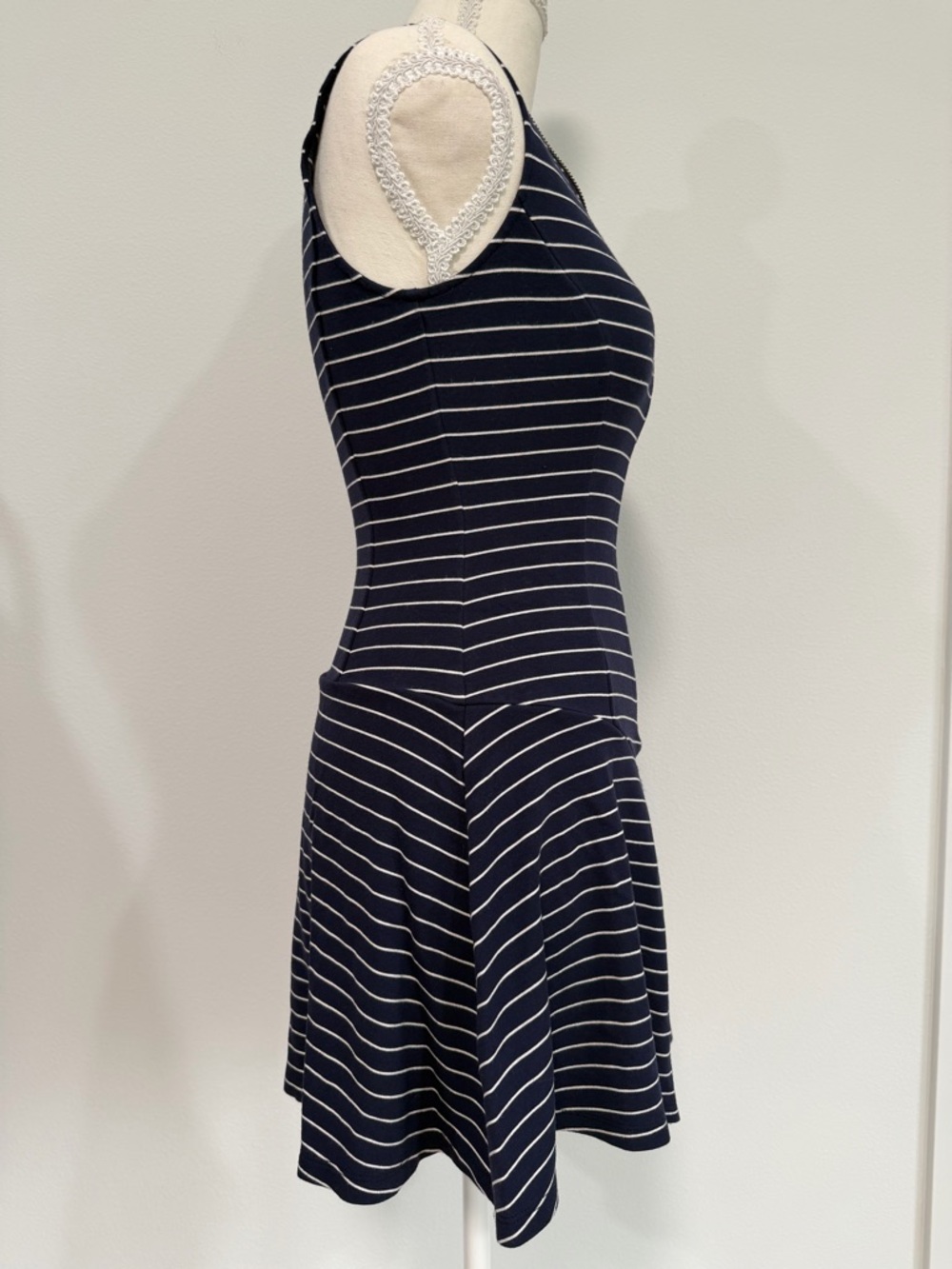 Theory Sayidres Striped Mini Dress Minimalist Nautical Zip Front Size 0 - Picture 5 of 7